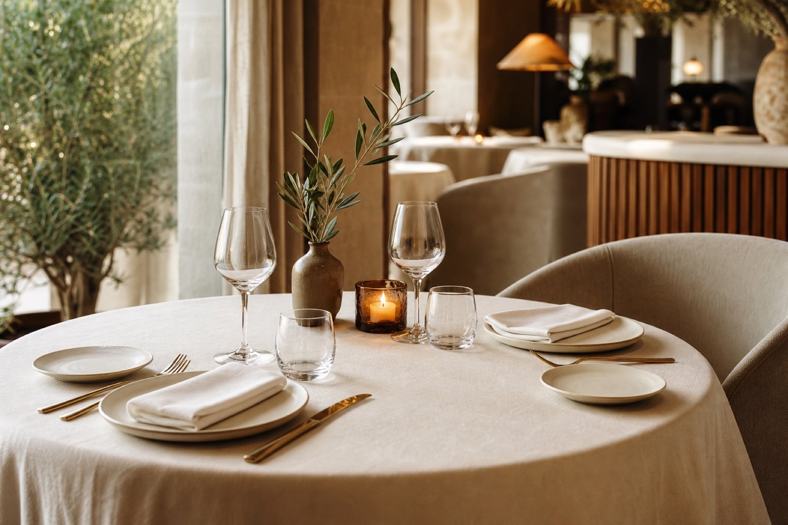 An elegant table set for two